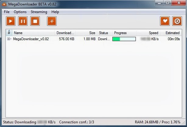 Megadownloader đang tải file
