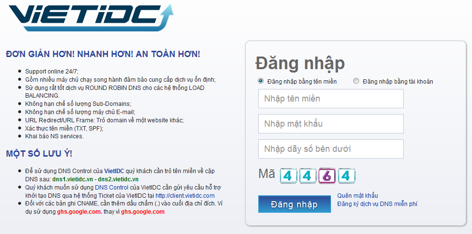 Hệ thống DNS Control của VietIDC